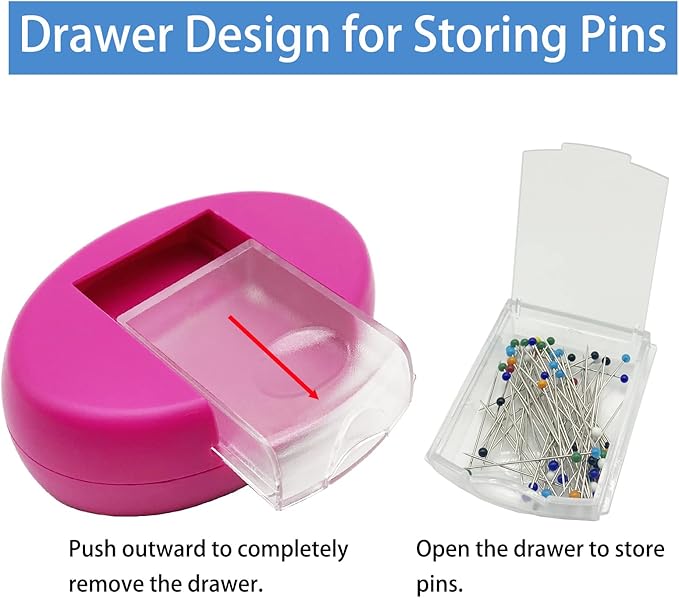 Hilltian 2 Pieces Magnetic Pin Cushion, Magnetic Pin Holder with Pin Cushion Wristband for Sewing, Pink