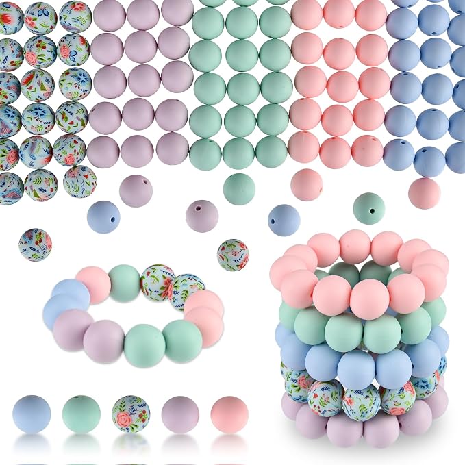 ASTARON 100 Pcs 15mm Silicone Beads by ASTARON