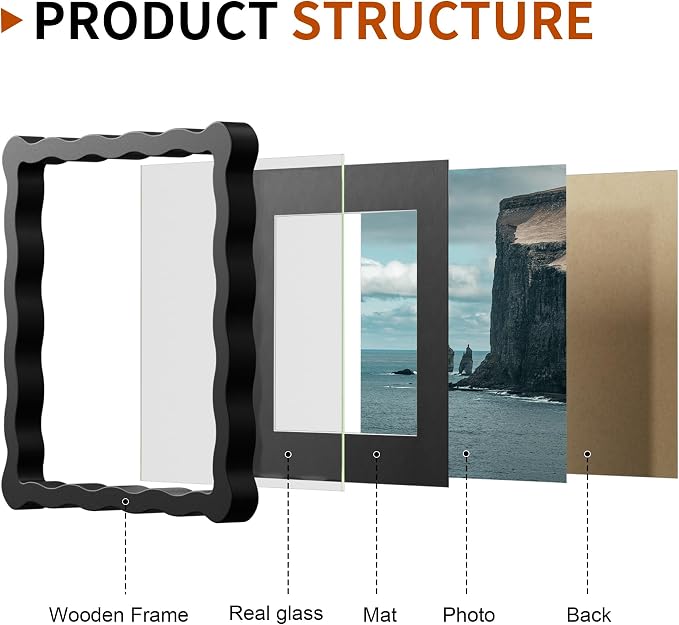 8X8 Wavy Picture Frame With Mat - Image 4