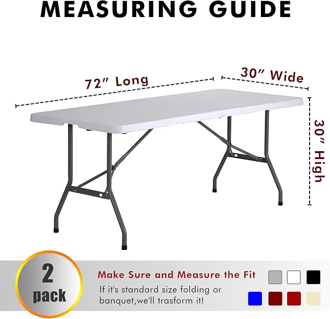Nasitos 2 Pack Black Tablecloth 6 Foot-Open Back Fitted Tablecloth Rectangle - Image 6