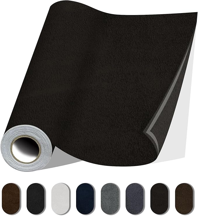 Fabric Repair Patches, 17X79 Inch Self-Adhesive Suede Patches Tape Durable, DIY Large Fabric Repair for Sofa, Couches, Furniture, Chair, Clothing （17X79 Inch, Coffee）