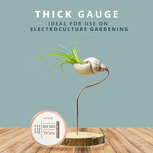 UTILE 18 20 22 24 Gauge 90 ft 99.9% Pure Soft Copper Wire for Electroculture Gardening, Jewelry Making, Crafting Wire Bendable, Plant Wire (Rose Gold 24)