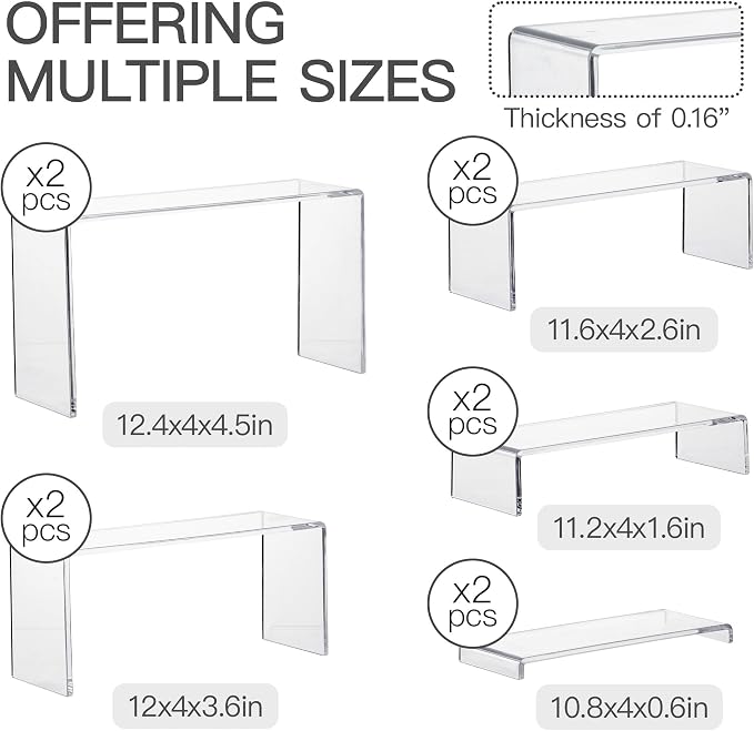 ANDGOO 10 Pack Large Acrylic Display Stands, 2 Set Perfume Stand Organizer - Image 3