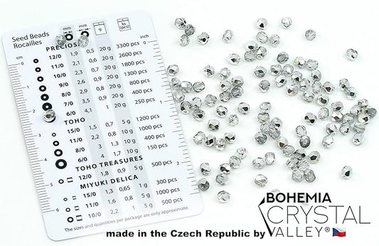 100 pcs of Faceted Fire Polished Pressed Czech Glass Beads 4mm (0.16in), Crystal Silver Aluminum Labrador 00030-27001 BCV