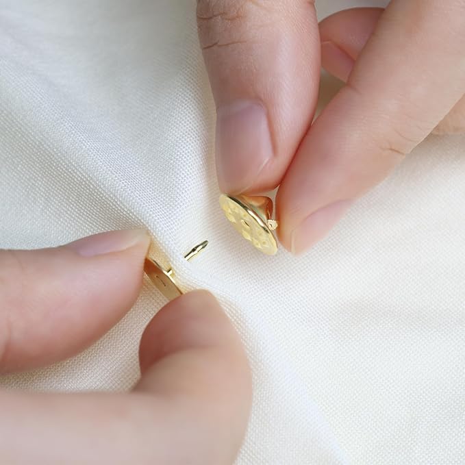 50 Pairs Premium Butterfly Clutch Pin Backs with 8mm Length 10mm Width Blank Pins for DIY Enamel Pins, Jewelry Craft Gifts, or Tie Tack Keeper Replacements (Gold)