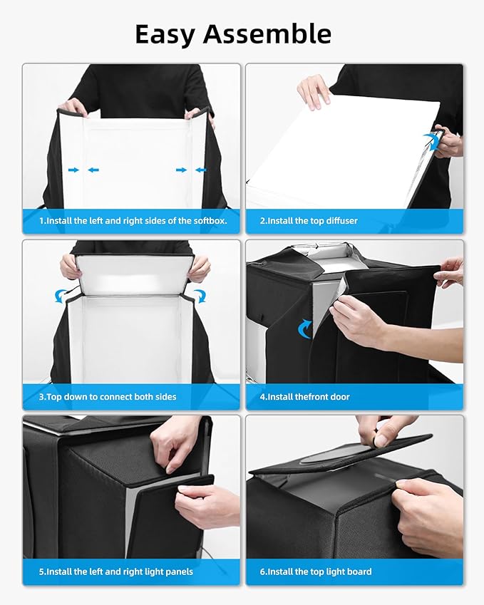 Glendan Upgrade Professional Portable Photo Studio Light Box with 1222 LED Lights, 20"x20" Soft Box, 4 Color PVC Backdrops for Jewelry and Product Photography