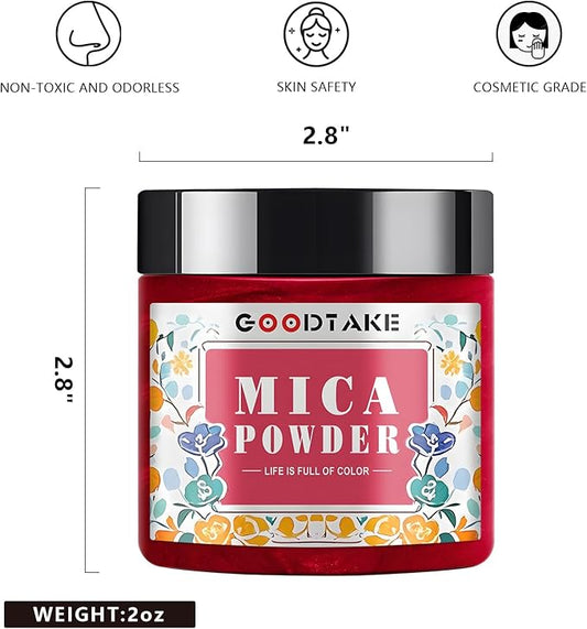 GOODTAKE Pearl White Mica Powder, Mica Pigment Powder for Soap Making, Candle Making, Epoxy Resin, Slime, Nail Polish, Eye Shadow - Natural Mica Powder for Resin (Pearl White, 2 oz)