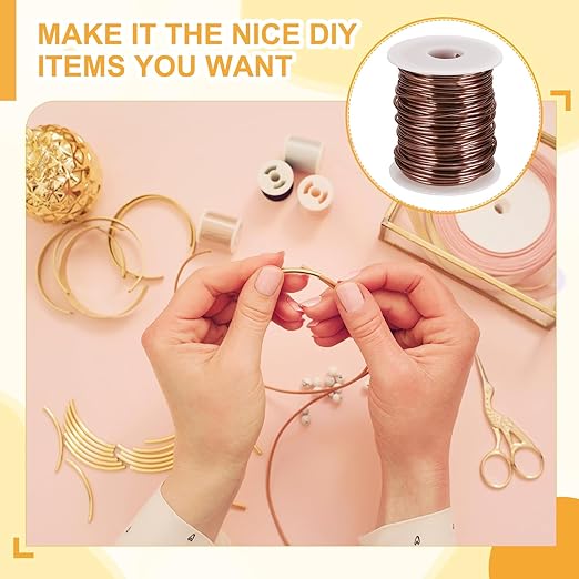 uxcell 12 Gauge / 2mm Anodized Aluminum Wire for Jewelry Craft Making, 102 Feet Bendable Flexible Wire for DIY Home Decor Gardening Sculpture, Bronze