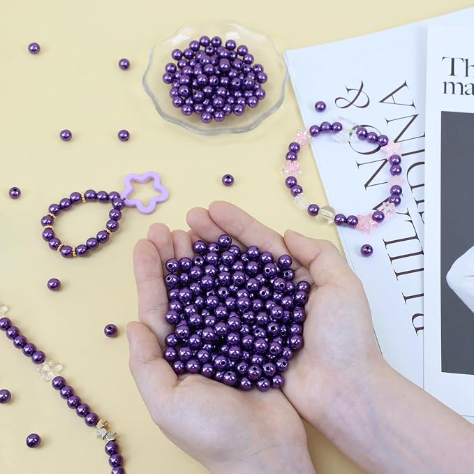 DUQGUHO Purple Pearl Beads for Crafts 6mm Plastic Pearl Beads - Image 5