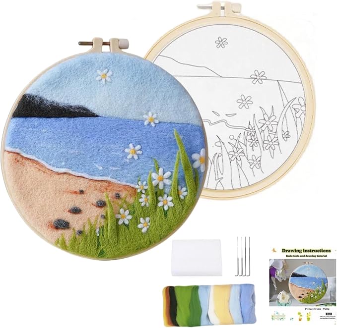 Wonafa DIY Wool Needle Felt Starter Kit, Beginner Needle Felt Kit by Wonafa