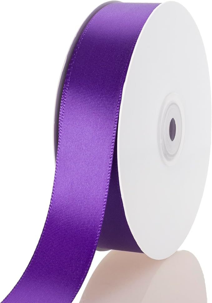1 Inch Purple Ribbon, 50 Yards Craft Polyester Satin Ribbon Perfect for Gift Wrapping, Handmade Roses, Wedding Party Decorations and DIY Crafts