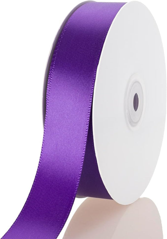 1 Inch Purple Ribbon, 50 Yards Craft Polyester Satin Ribbon Perfect for Gift Wrapping, Handmade Roses, Wedding Party Decorations and DIY Crafts