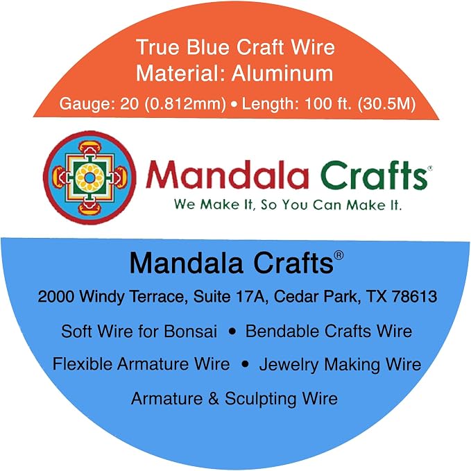 Mandala Crafts 20 Gauge True Blue Anodized Aluminum Craft Wire, 100 FT | Colored - Image 3