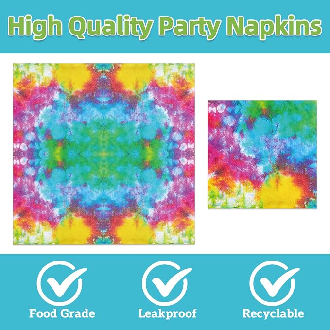 40Pcs Tie Dye Party Supplies Plates and Napkins - Image 4