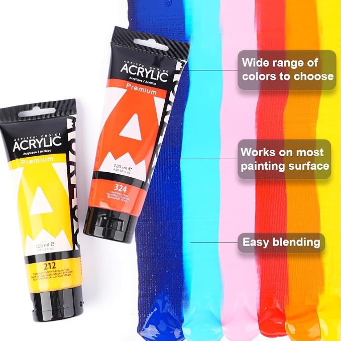 AUREUO Cadmium Yellow Light Hue Acrylic Paint, 4 Fl Oz / 120ml Single Tube - Image 5