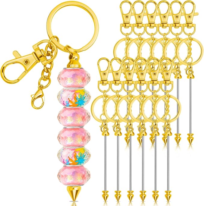 ROADPLUM 12 Pcs Beadable Keychain Bar, Alloy Blank Key Chain Accessories Bulk by ROADPLUM