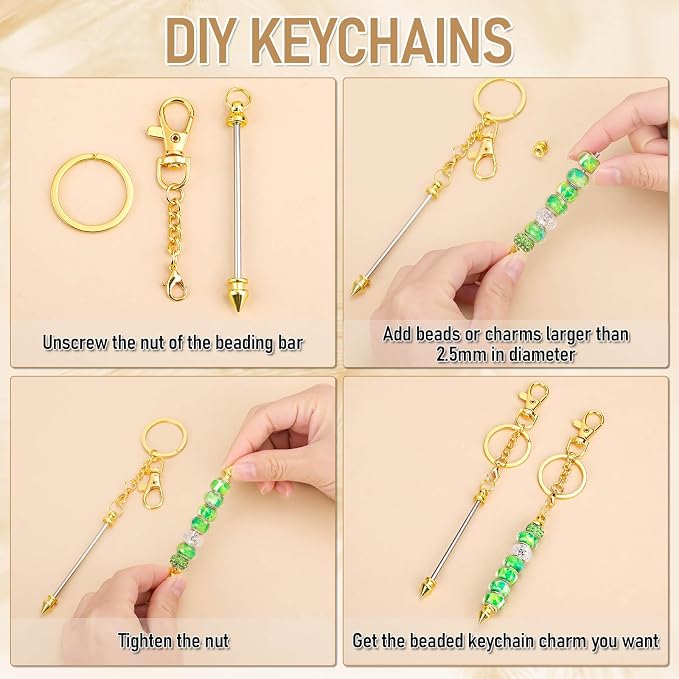 ROADPLUM 12 Pcs Beadable Keychain Bar, Alloy Blank Key Chain Accessories Bulk - Image 7
