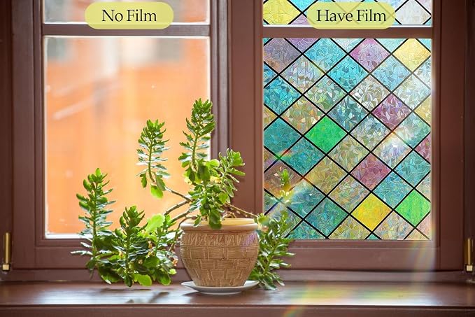 Bloss Stained Glass Window Film, 3D Rainbow Windows Privacy Film, Decorative - Image 5