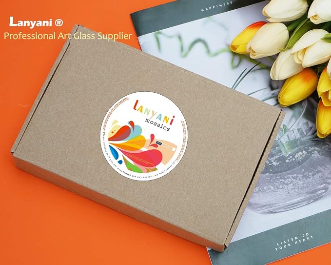 Lanyani Stained Glass Scrap Pieces Sheets, Glass Mosaic Tiles - Image 5