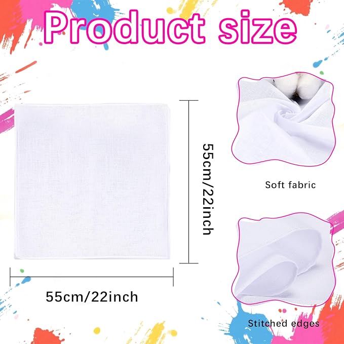 50 PCS 100% Cotton White Bandana bulk - Image 2