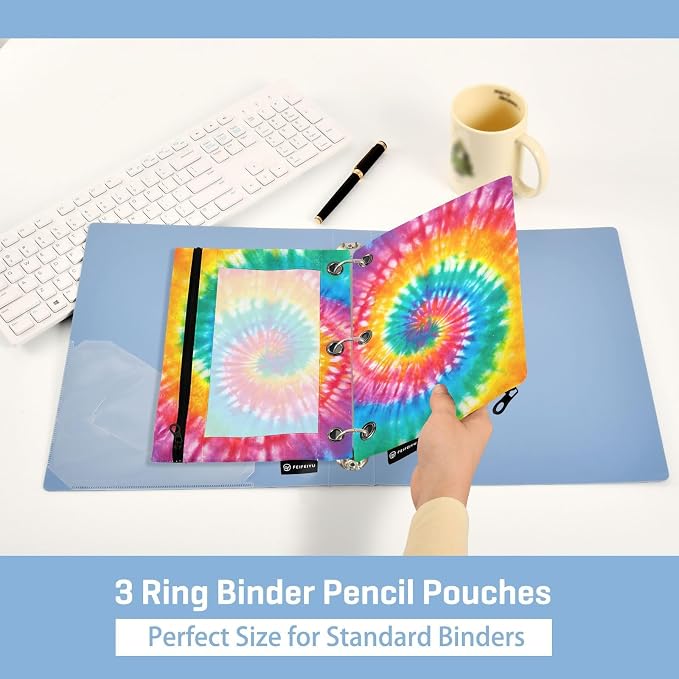 Tie Dye Pencil Pouch for 3 Ring Binder, 2 Pack Waterproof Pencil Bags Clear - Image 4