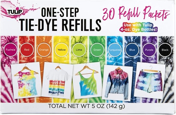 Tulip One-Step Tie-Dye Kit Refills, Rainbow Tie Dye, 30 Pack by Tulip