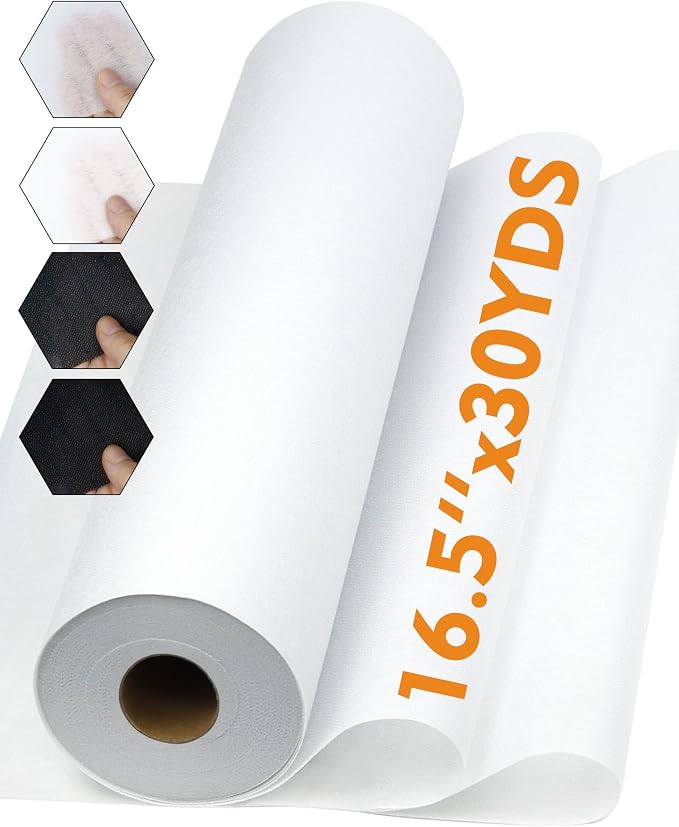 PLANTIONAL Light Weight White Iron-On Non-Woven Fusible Interfacing: 16.5" x by PLANTIONAL
