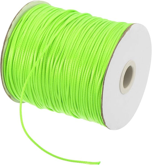 MECCANIXITY Waxed Cord 1.5mm Waxed Polyester Cord 175 Yard Wax String for Bracelet Making,Necklaces, Beading,Jewelry Making and DIY Crafts(Bright Green)