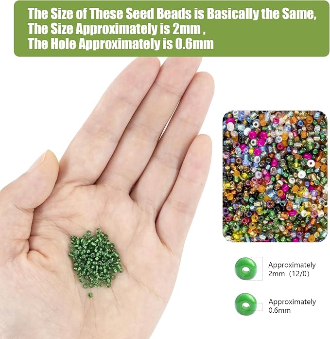 Ybxjges 24000Pcs 2mm Glass Seed Beads Kit, - Image 3