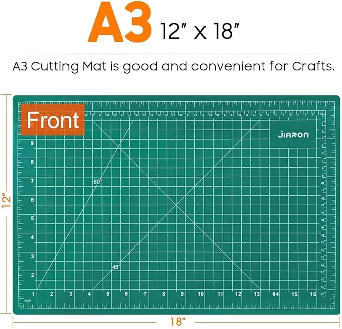 2 Pack Self Healing Sewing Mat, JIARON 12'' x 18'' Cutting Mats for Crafts, Double Sided 5 Layers Craft Cutting Mat for Sewing, Crafts, Scrapbooking Mat.