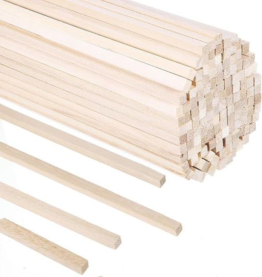 140Pcs 1/4" x 12" Balsa Wood Sticks, Square Dowel Rods Unfinished Balsa Wood Strips Hardwood Sticks for Crafts DIY Projects Models Making