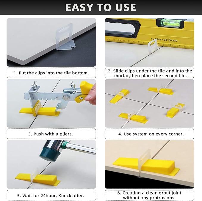 1/8” Tile Leveling System Spacers 2000 PCS Tile Leveling Clips Kit Prevent Tile lippage Leveler Spacers for DIY Professional Ceramic Tile and Stone Installation (1/8 IN, 2000)