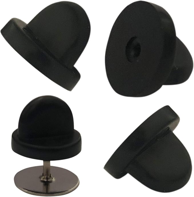 50pcs Rubber Pin Backs PVC Butterfly Clutch Enamel Lapel Pin Backings Cap Keepers Replacement for Uniform Badges Comfort Fit Tie Tack Pins Backing Holder Clasp, Black
