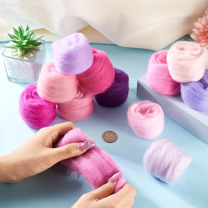 FASHEWELRY 2.11 OZ Needle Felting Wool Roving Purple Theme Handmade Spinning - Image 6