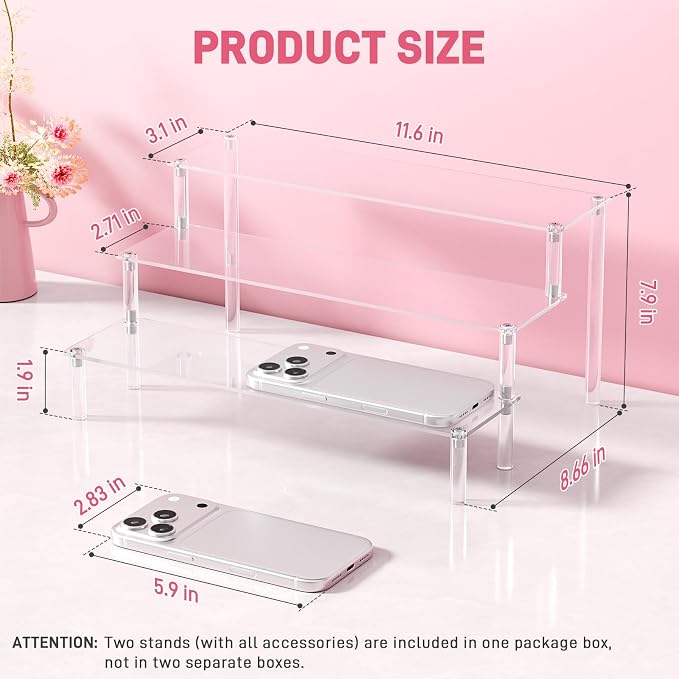 2 Packs Acrylic Display Stand Riser, 3 Tier Perfume Organizer Cupcake Stand | - Image 2