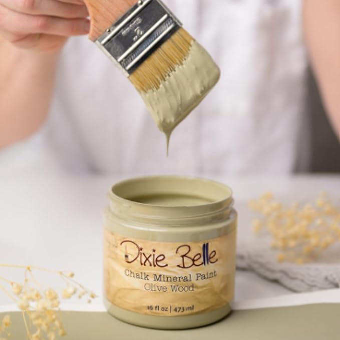Dixie Belle Paint Company Chalk Finish Furniture Paint – Olive Wood (8oz) – Matte Chic Chalk Mineral DIY Furniture Paint
