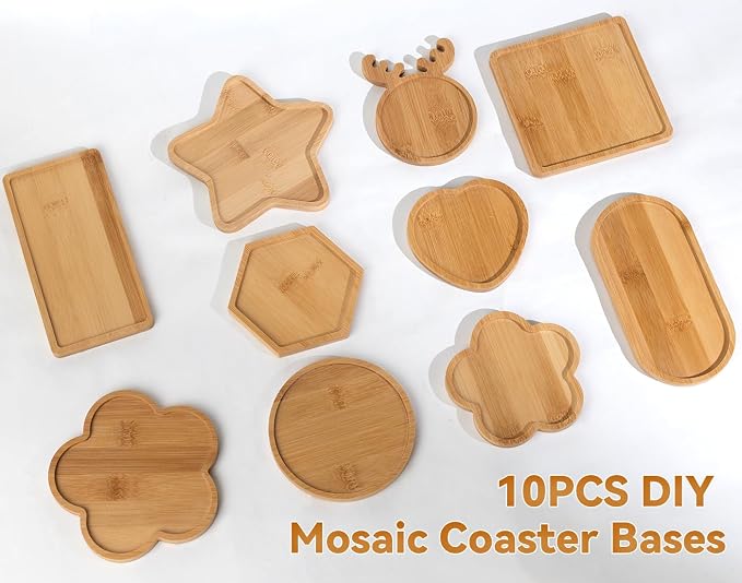 Lanyani 10pcs Wooden Assorted Shapes Mosaic Bases - Image 4