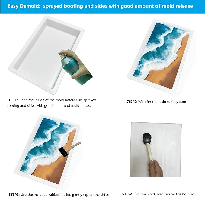 2Pcs Extra Large Reusable Epoxy Resin Table Mold 23x11x3 inches 15.7x9.8x3 - Image 3