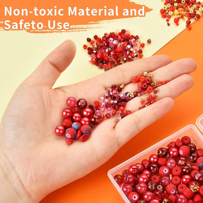 Rired 27 Glass Beads for Jewelry Making, 8mm Round Assorted Beads - Image 5