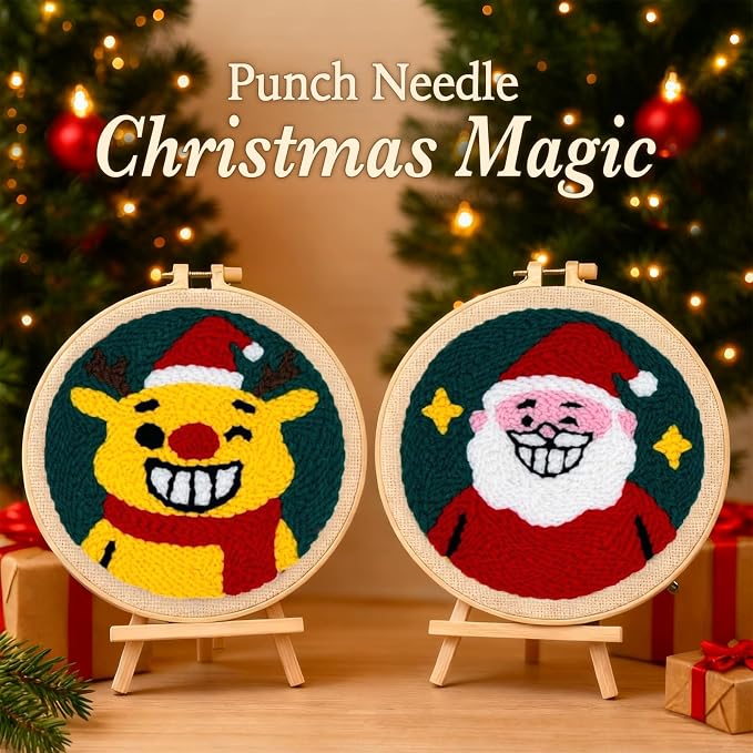 Christmas Punch Needle Kit for Adult Beginner, Fun DIY Needle Point Craft for - Image 2