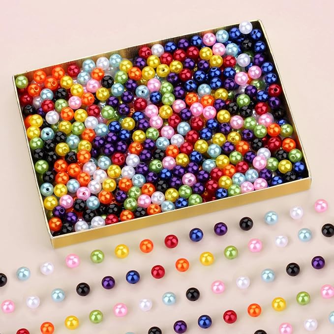 DUQGUHO Pearls for Bracelets 6mm Colorful Beads for Jewelry Making Fake Plastic - Image 4
