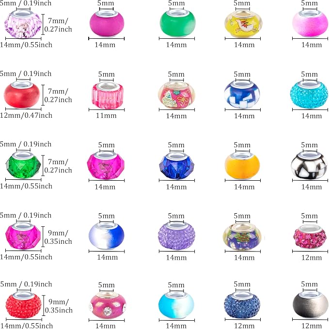 220 Pcs Large Hole Beads for Jewelry Making - Image 3