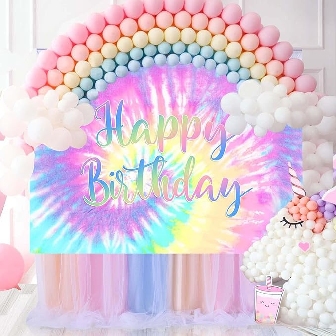 Rainbow Backdrop for Happy Birthday 7X5FT Macaron Pastel Colorful Birthday - Image 5