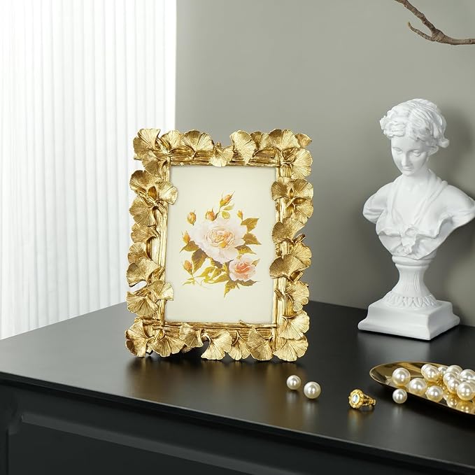 Cuspin 4x6 Gold Picture Frames Vintage Gold Frame, Ornate Leaf Textured - Image 9