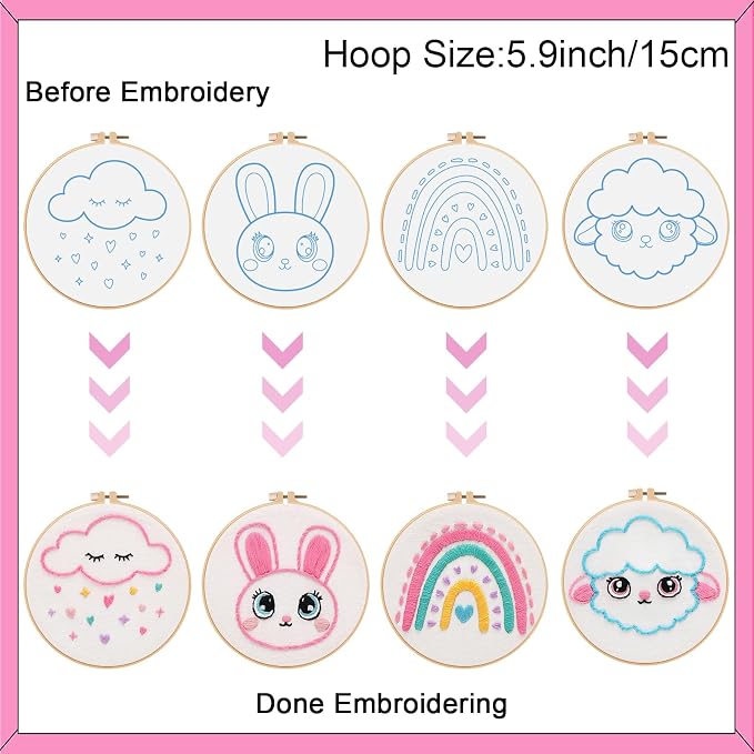 Louise Maelys Embroidery Kit for Beginners, 12 Packs Pre-Printed DIY Sewing - Image 3