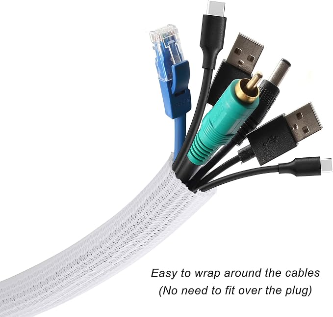 10ft - 1 inch Braided Cable Management Sleeve Cord Protector - Self-Wrapping - Image 2