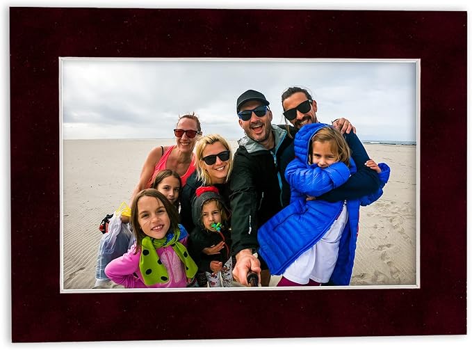 11x14 Mat Bevel Cut for 8.5x11 Photos - Acid Free Dark Red Suede Precut Matboard - For Pictures, Photos, Framing - 4-ply Thickness