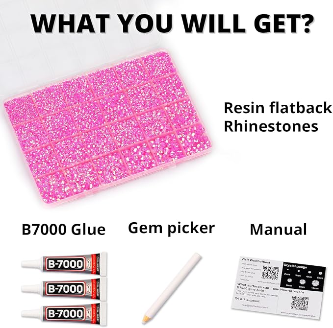 33000Pcs Hot Pink AB Rhinestones - Image 2