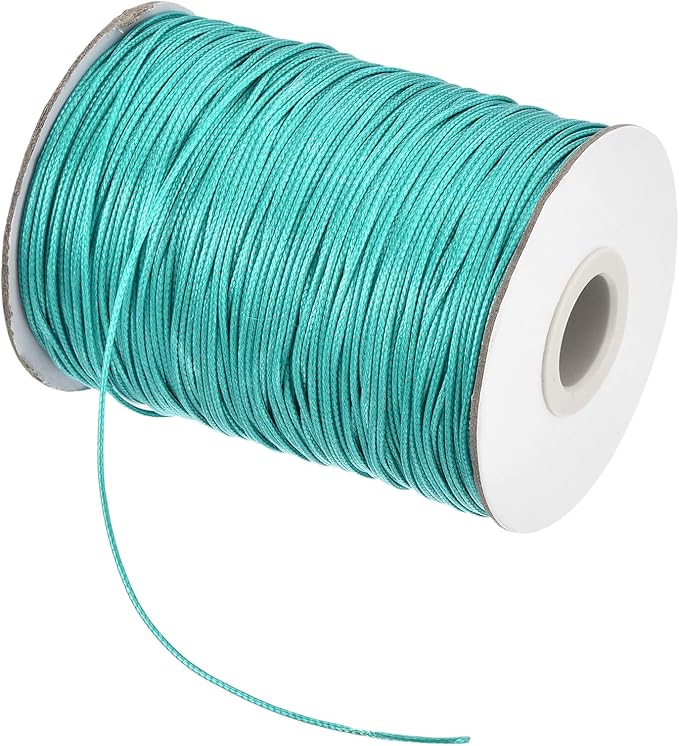 MECCANIXITY Waxed Cord 1.2mm Waxed Polyester Cord 175 Yard Wax String for Bracelet Making,Necklaces, Beading,Jewelry Making and DIY Crafts(Blue-Green)