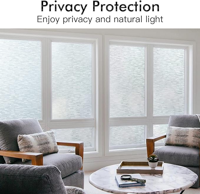 Haton Window Privacy Film, Frosted Glass Static Cling Sun Heat Blocking Window Clings, Frosting Opaque Coverings, Vinyl Removable Stickers Tint for Home Door Office, Non Adhesive 35.4" x 78.7"